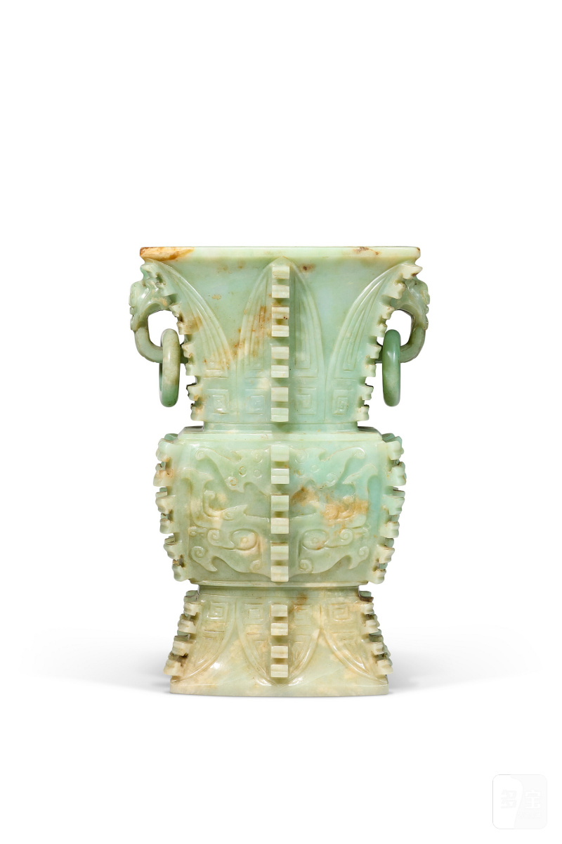 十九/二十世紀 翠玉帶皮仿古方尊  CHINA, 19TH-20TH CENTURY - 图1